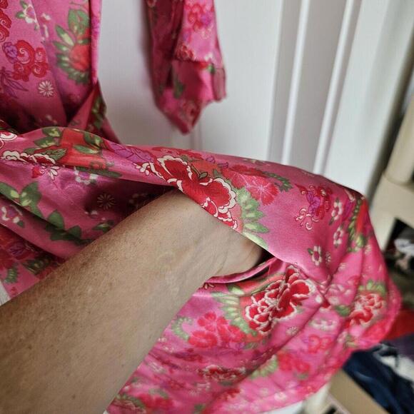 Vintage Cruz Pink Colors Floral Polyester Long Robe Size XL. Bridal Party Cover - Picture 4 of 6